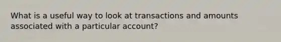 What is a useful way to look at transactions and amounts associated with a particular account?