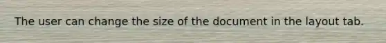 The user can change the size of the document in the layout tab.