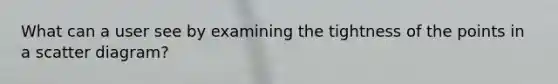 What can a user see by examining the tightness of the points in a scatter diagram?
