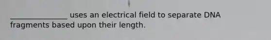 _______________ uses an electrical field to separate DNA fragments based upon their length.