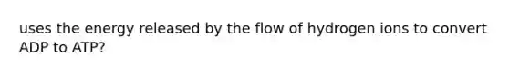 uses the energy released by the flow of hydrogen ions to convert ADP to ATP?