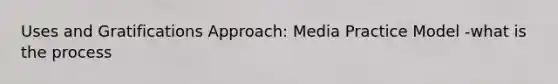 Uses and Gratifications Approach: Media Practice Model -what is the process