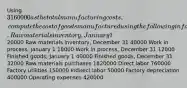 Using 3160000 as the total manufacturing costs, compute the cost of goods manufactured using the following information. Raw materials inventory, January 1 20000 Raw materials inventory, December 31 40000 Work in process, January 1 18000 Work in process, December 31 12000 Finished goods, January 1 40000 Finished goods, December 31 32000 Raw materials purchases 1820000 Direct labor 760000 Factory utilities 150000 Indirect labor 50000 Factory depreciation 400000 Operating expenses 420000