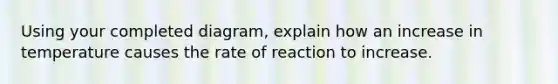 Using your completed diagram, explain how an increase in temperature causes the rate of reaction to increase.