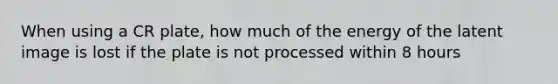 When using a CR plate, how much of the energy of the latent image is lost if the plate is not processed within 8 hours