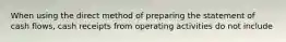 When using the direct method of preparing the statement of cash flows, cash receipts from operating activities do not include