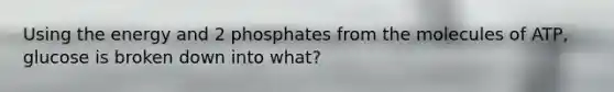 Using the energy and 2 phosphates from the molecules of ATP, glucose is broken down into what?