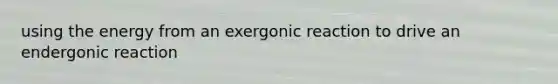 using the energy from an exergonic reaction to drive an endergonic reaction