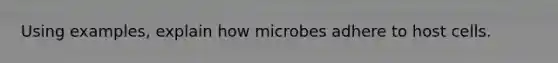 Using examples, explain how microbes adhere to host cells.