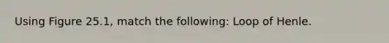 Using Figure 25.1, match the following: Loop of Henle.