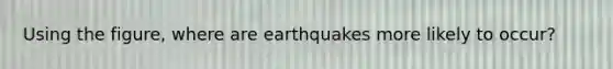 Using the figure, where are earthquakes more likely to occur?