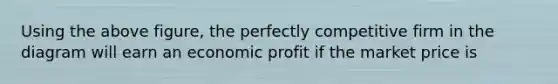 Using the above figure, the perfectly competitive firm in the diagram will earn an economic profit if the market price is