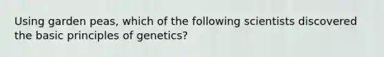 Using garden peas, which of the following scientists discovered the basic principles of genetics?