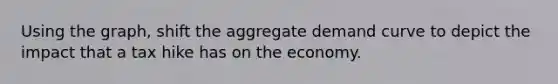 Using the graph, shift the aggregate demand curve to depict the impact that a tax hike has on the economy.