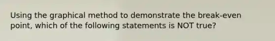 Using the graphical method to demonstrate the break-even point, which of the following statements is NOT true?