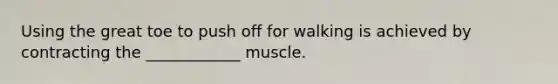 Using the great toe to push off for walking is achieved by contracting the ____________ muscle.