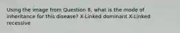 Using the image from Question 8, what is the mode of inheritance for this disease? X-Linked dominant X-Linked recessive