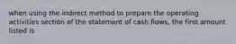 when using the indirect method to prepare the operating activities section of the statement of cash flows, the first amount listed is