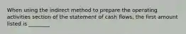 When using the indirect method to prepare the operating activities section of the statement of cash flows, the first amount listed is ________