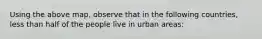 Using the above map, observe that in the following countries, less than half of the people live in urban areas: