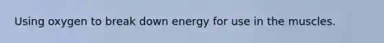 Using oxygen to break down energy for use in the muscles.