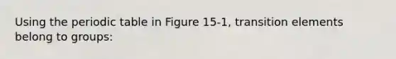 Using the periodic table in Figure 15-1, transition elements belong to groups: