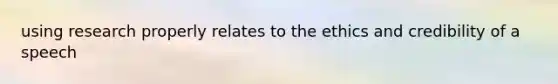 using research properly relates to the ethics and credibility of a speech