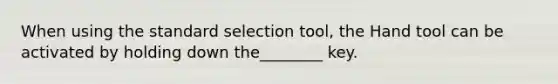 When using the standard selection tool, the Hand tool can be activated by holding down the________ key.