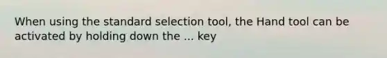 When using the standard selection tool, the Hand tool can be activated by holding down the ... key