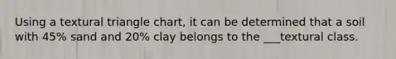 Using a textural triangle chart, it can be determined that a soil with 45% sand and 20% clay belongs to the ___textural class.