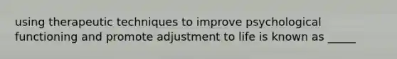 using therapeutic techniques to improve psychological functioning and promote adjustment to life is known as _____