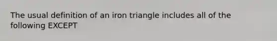 The usual definition of an iron triangle includes all of the following EXCEPT