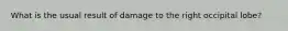 What is the usual result of damage to the right occipital lobe?
