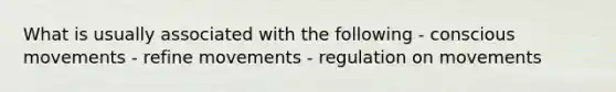 What is usually associated with the following - conscious movements - refine movements - regulation on movements