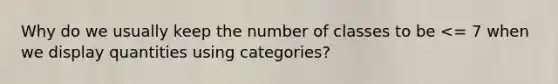 Why do we usually keep the number of classes to be <= 7 when we display quantities using categories?