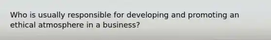 Who is usually responsible for developing and promoting an ethical atmosphere in a business?