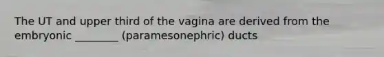 The UT and upper third of the vagina are derived from the embryonic ________ (paramesonephric) ducts