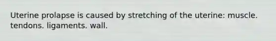 Uterine prolapse is caused by stretching of the uterine: muscle. tendons. ligaments. wall.