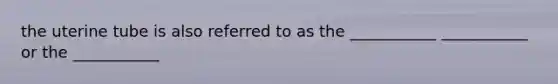 the uterine tube is also referred to as the ___________ ___________ or the ___________