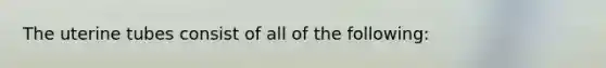 The uterine tubes consist of all of the following: