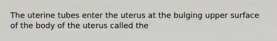 The uterine tubes enter the uterus at the bulging upper surface of the body of the uterus called the