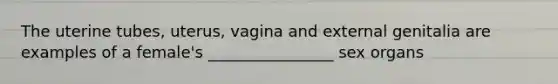 The uterine tubes, uterus, vagina and external genitalia are examples of a female's ________________ sex organs