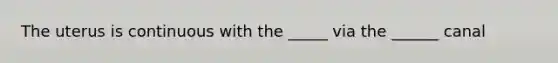 The uterus is continuous with the _____ via the ______ canal