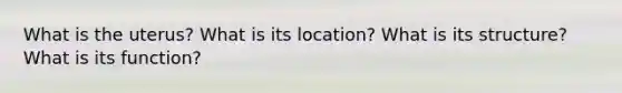 What is the uterus? What is its location? What is its structure? What is its function?