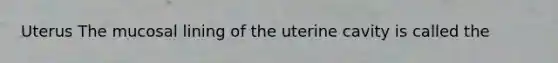 Uterus The mucosal lining of the uterine cavity is called the