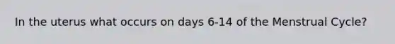 In the uterus what occurs on days 6-14 of the Menstrual Cycle?