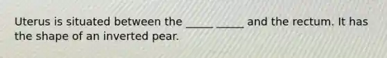 Uterus is situated between the _____ _____ and the rectum. It has the shape of an inverted pear.