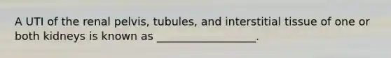 A UTI of the renal pelvis, tubules, and interstitial tissue of one or both kidneys is known as __________________.