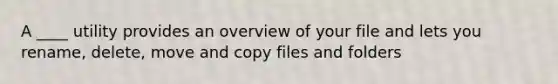 A ____ utility provides an overview of your file and lets you rename, delete, move and copy files and folders