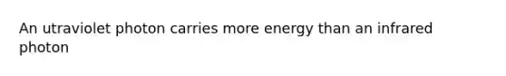 An utraviolet photon carries more energy than an infrared photon